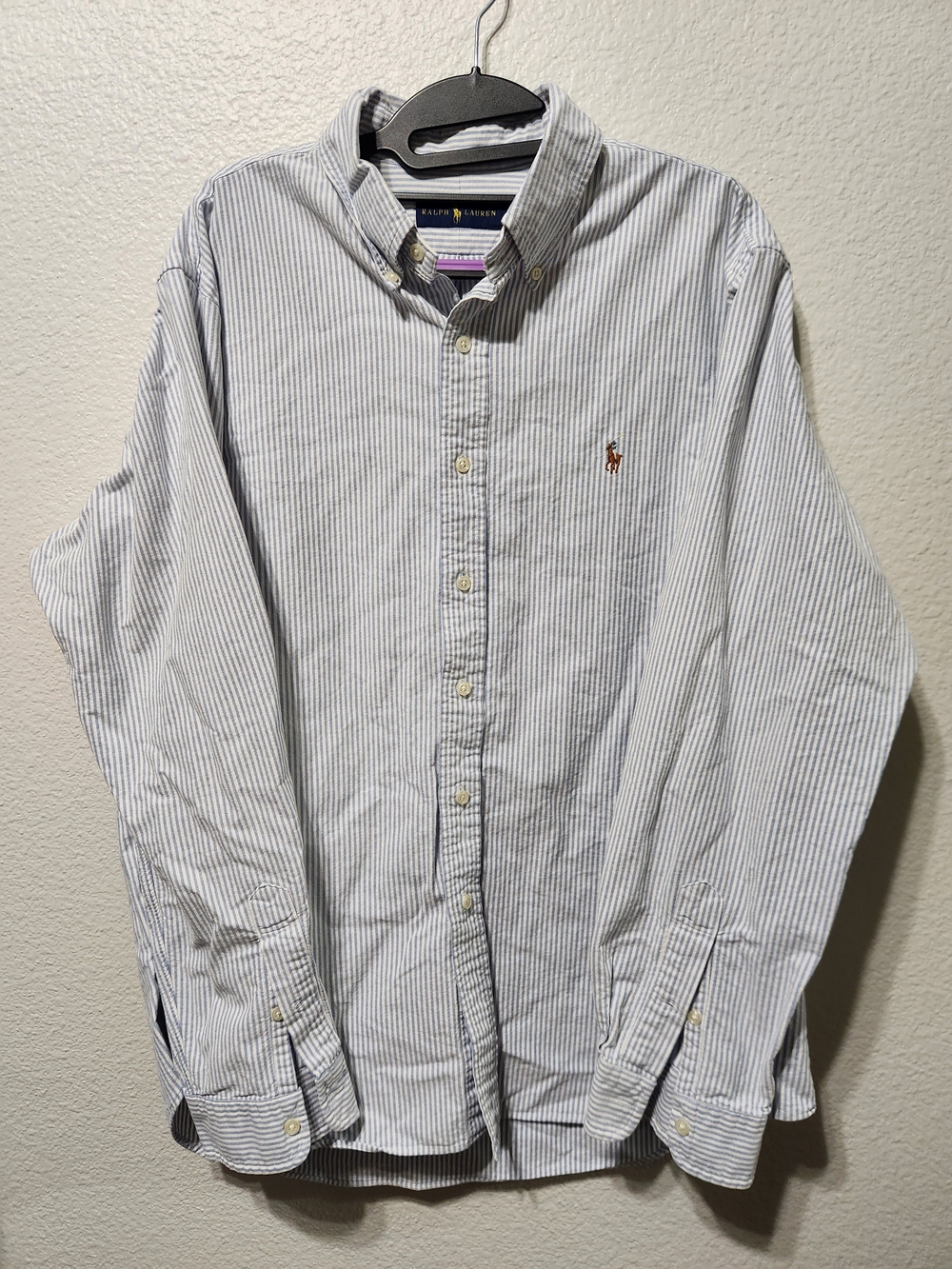 Ralph Lauren Blue/White Stripe Button-Down Oxford Shirt